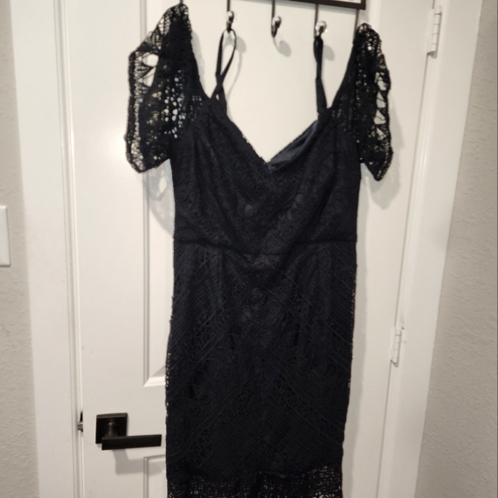 Navy Lace Cocktail Dress